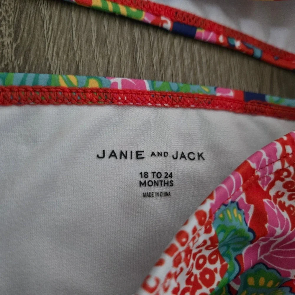 Janie and Jack Girls Swimsuit 18-24 Months Floral Ruffle Two‎ Piece Cute